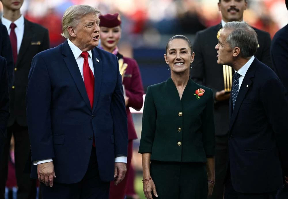 A file photo showing U.S. President Donald Trump, Mexican President Claudia Sheinbaum and Canada's Prime Minister Mark Carney during the FIFA World Cup trophy presentation. (Reuters)