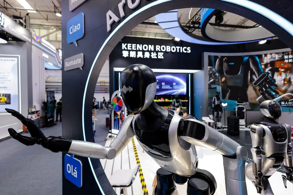 Humanoid robots on display at the Keenon Robotics booth at the 2026 World Robot Conference, in Beijing, China, August 19, 2026. (Reuters)