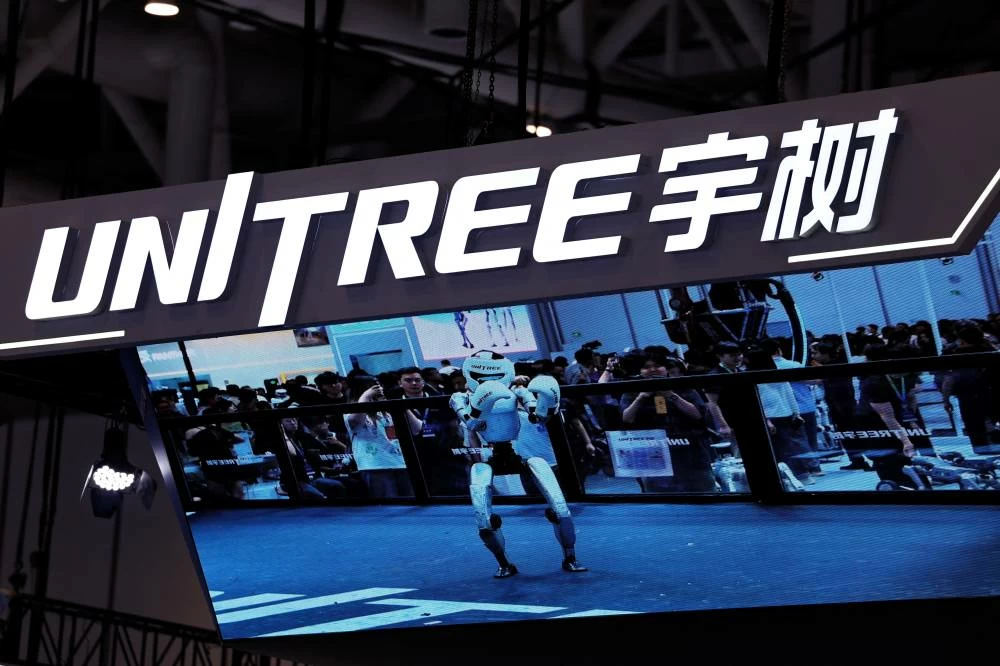 A sign of Unitree Robotics at its booth during the 2026 World Robot Conference, in Beijing, China August 19, 2026. (Reuters)