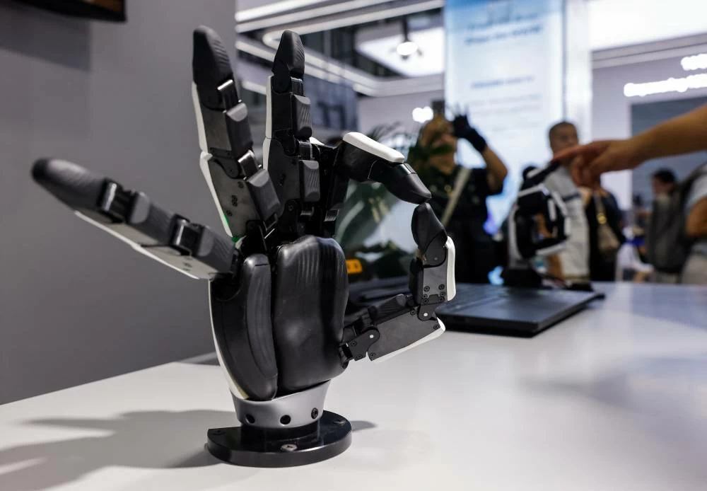Robotera XHAND 1 robotic hands at the company's booth at the 2026 World Robot Conference, in Beijing, China, August 20, 2026. (Reuters)