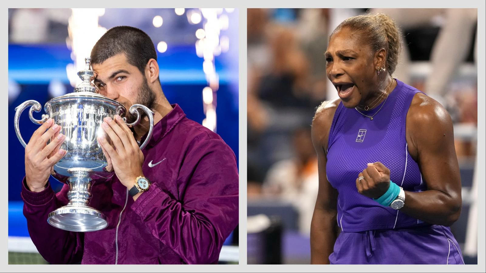 A combination photo of Carlos Alcaraz of Spain and Serena Williams of the United States. (Reuters and AP)