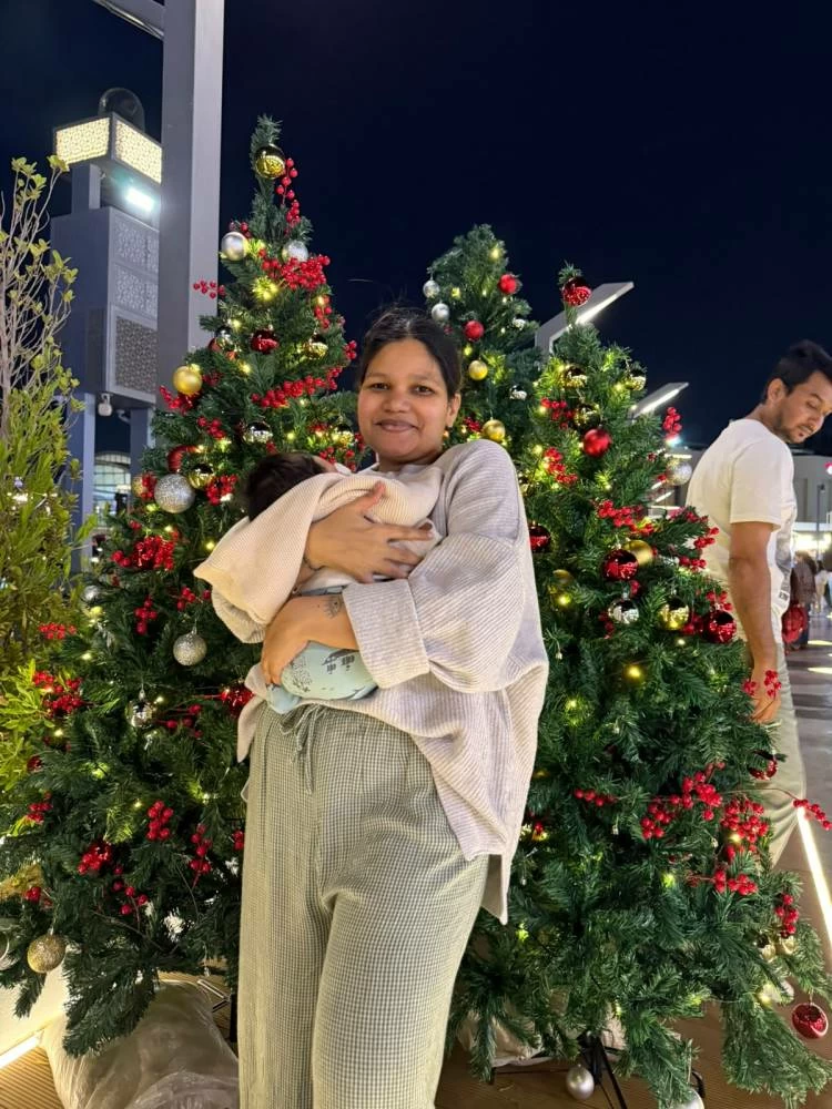 Another favourite spot for Sequeira as a child was Dubai Festival City. Here she is pictured with her newly born daughter, Kayli, at the Christmas celebrations at the mall.