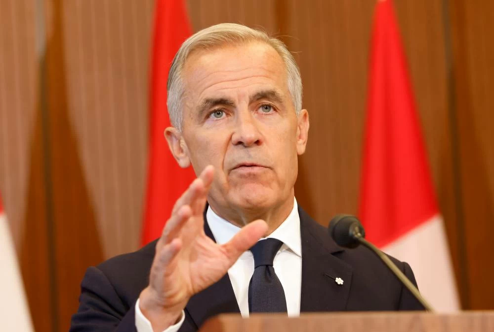 2026-08-22 19:06:14
Prime Minister Mark Carney speaks about Canada's response to new U.S. tariffs during a news conference on Parliament Hill in Ottawa on Saturday, Aug. 22, 2026.AP