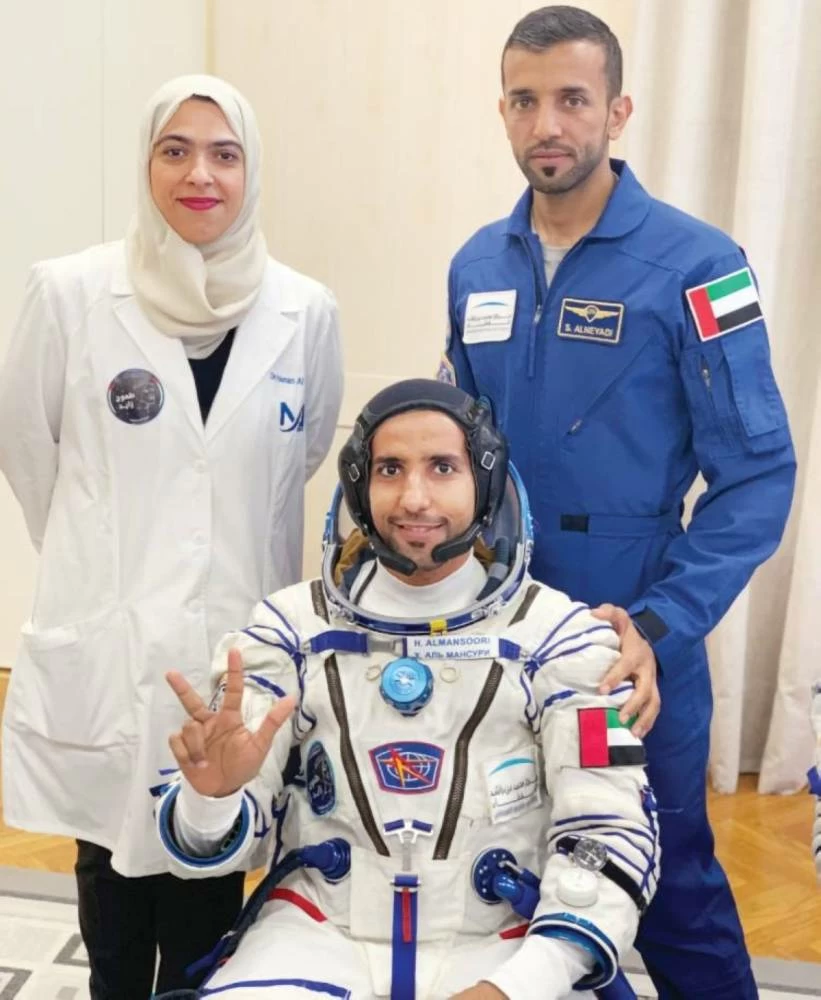 Sultan Al Neyadi, Hazza Al Mansouri, and Dr Hanan Al Suwaidi. Among the milestones that hold a special place in Dr Hanan Al Suwaidi’s career is her selection as the first female astronaut doctor to support the UAE’s first mission to the International Space Station. She described the experience as exceptional, as it gave her the opportunity to contribute to a historic chapter in the UAE’s journey.
She said the experience was not separate from her medical career, but instead broadened her perspective on health sciences and demonstrated how medical knowledge can extend beyond the traditional boundaries of clinical practice.