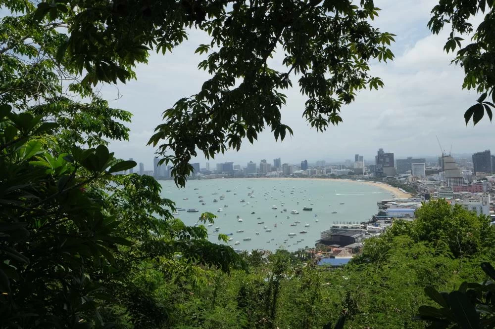 Boats float by Pattaya beach in Thailand, Tuesday, Sept. 1, 2026. (AP)