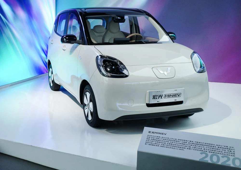 A Wuling Hongguang MINI EV electric car at the SAIC-GM-Wuling Auto factory showroom in Liuzhou, Guangxi Zhuang Autonomous Region, China, April 22, 2026. (Reuters)