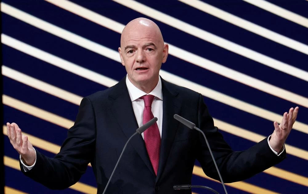 File photo: FIFA president Gianni Infantino speaks during the 50th Ordinary UEFA Congress. (Reuters)
