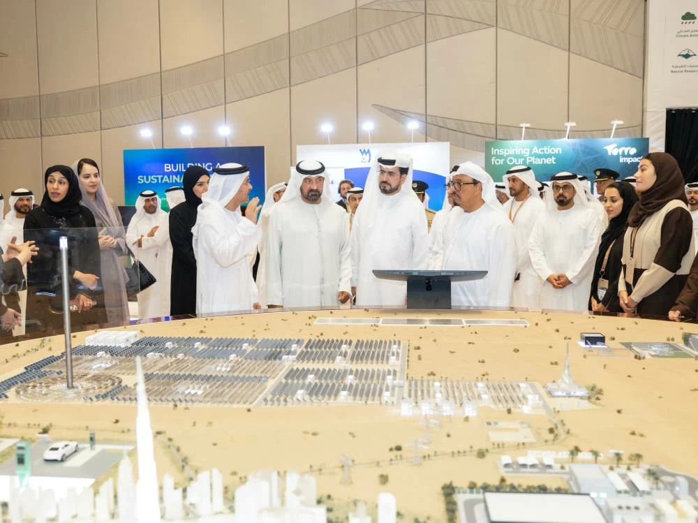 His Highness toured the exhibition, where he was apprised about key efforts and initiatives undertaken by participating government and private sector entities to help conserve biodiversity and natural resources. Picture credit: Dubai Media Office