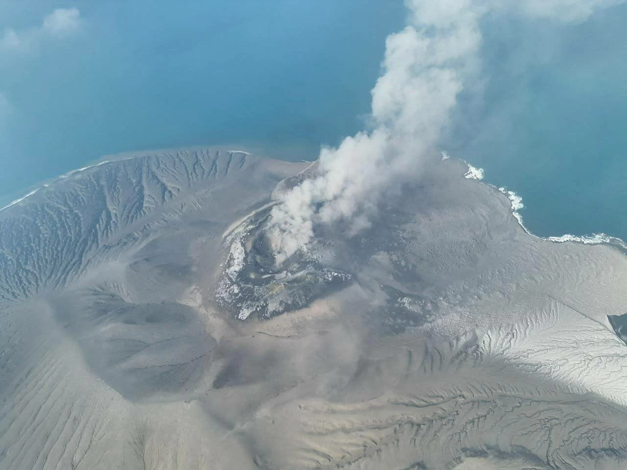 A drone view shows Mount Anak Krakatau volcano spewing hot ash during an eruption, in South Lampung, Lampung province, Indonesia, September 5, 2026. (Reuters)