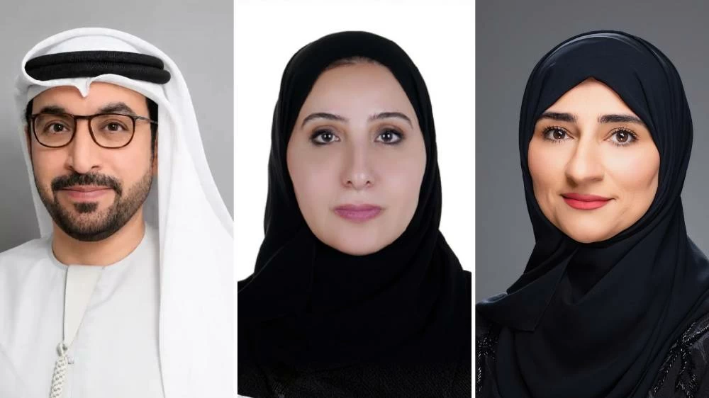 From left: Majid Sultan Al Muhairi, the newly appointed CEO of the Digital Health Sector at the Dubai Health Authority (DHA), Asma Abdullah Saad Al Sherif, CEO of the Health Regulatory Sector at DHA, and Mona Mohammad Bajman Almarzooqi, CEO of the Corporate Support Sector at DHA.