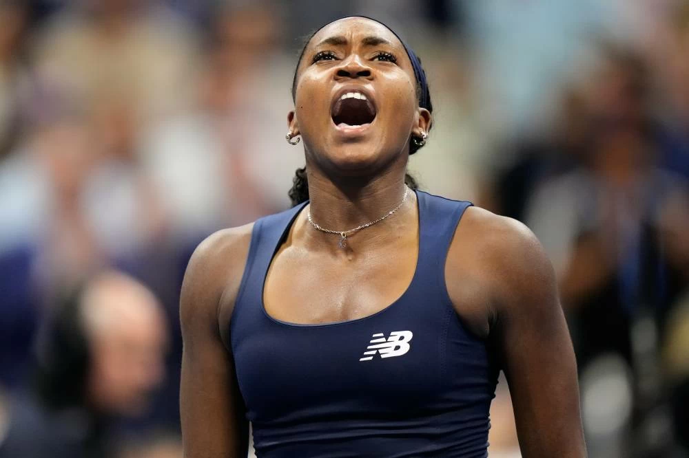 Coco Gauff, of the United States, celebrates after she won her match against Iva Jovic, of the United States, during the fourth round of the U.S. Open tennis championships Monday, Sept. 7, 2026, in New York.
Photo credit: Frank Franklin II/AP