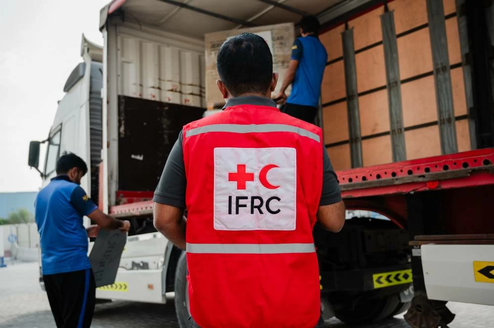 The cargo included tents and shelter materials, medicines, hygiene kits and winter kits. Picture credit: Dubai Media Office