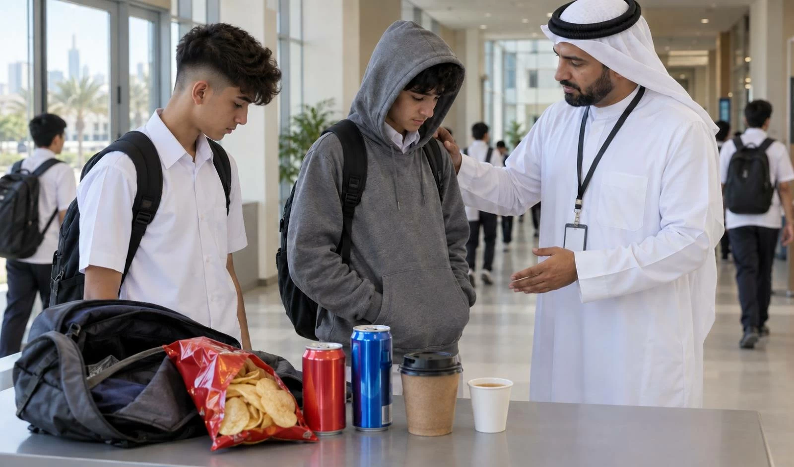 The administrations specified key prohibitions, stressing that the instructions apply from the moment the student enters the school gate. Picture credit: AI-generated expressive image