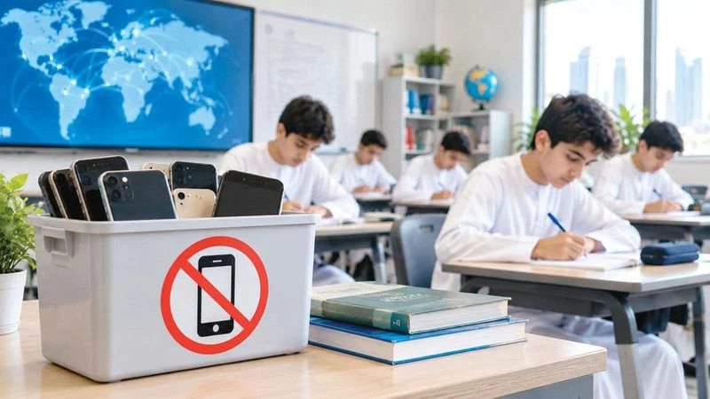 PISA data showed that UAE students use digital devices for learning purposes within the school at a rate of 1.9 hours per day, compared to 1.7 hours in the organisation’s countries. Picture credit: AI-generated expressive image