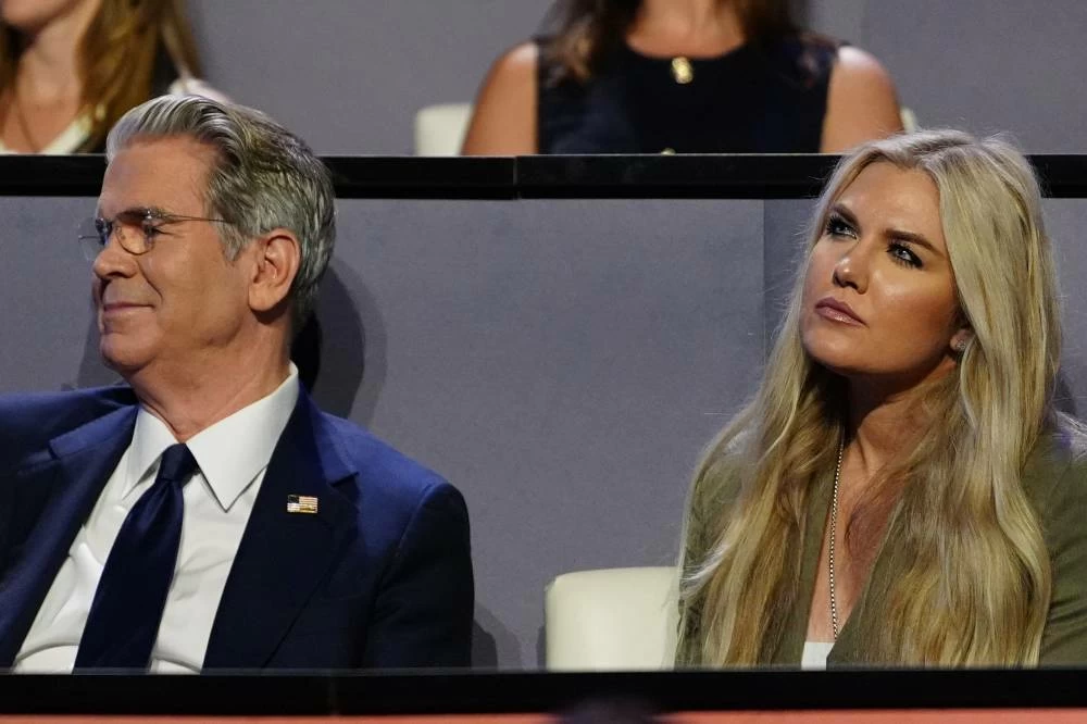 Treasury Secretary Scott Bessent and Erika Kirk listen as President Donald Trump speaks at the Republican convention, Wednesday, Sept. 9, 2026, in Dallas. (AP)