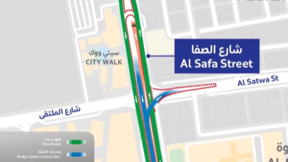 Dubai's Roads and Transport Authority (RTA) has implemented a traffic diversion on Al Safa Street as part of the Al Safa Street Development Project.