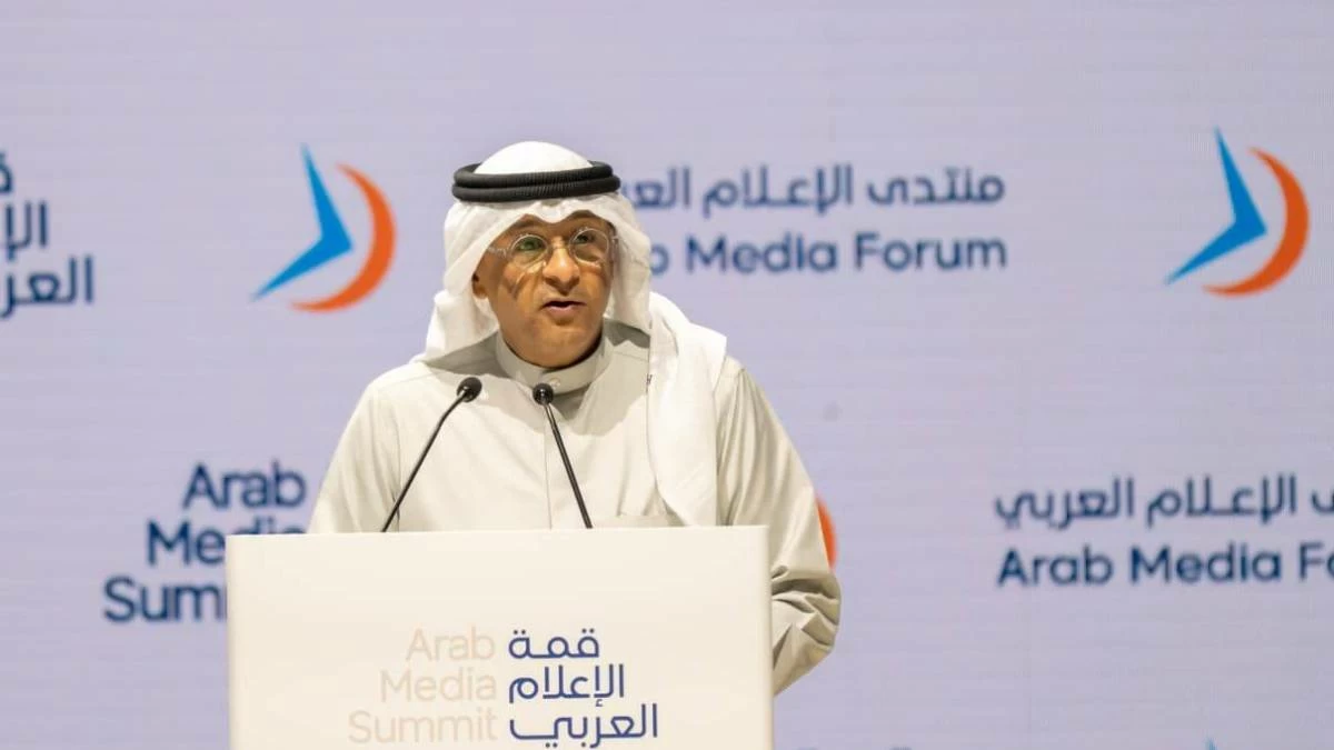 Jassim Mohammed Al-Budaiwi, Secretary-General of the Gulf Cooperation Council speaking at Arab Media Summit 2026