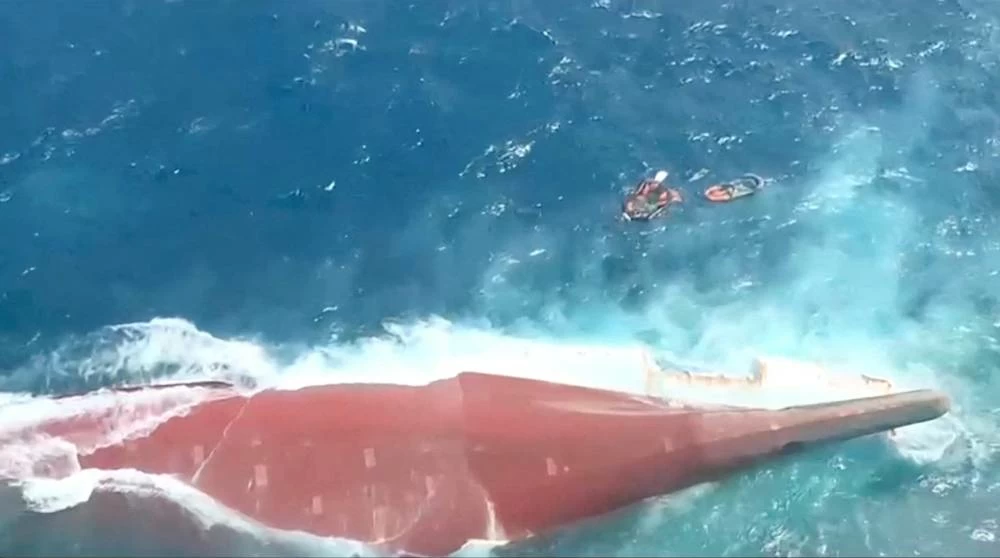 An aerial view of the Virgo Transport 8 ferry that capsized in Indonesia's Java sea, September 13, 2026, in this still image taken from video. (Reuters)