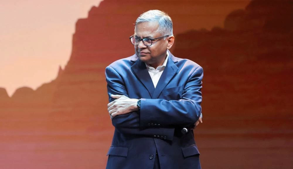 File photo: Natarajan Chandrasekaran attends the unveiling of the Tata Avinya concept car during a global launch event in Mumbai, India, April 29, 2022. (Reuters)