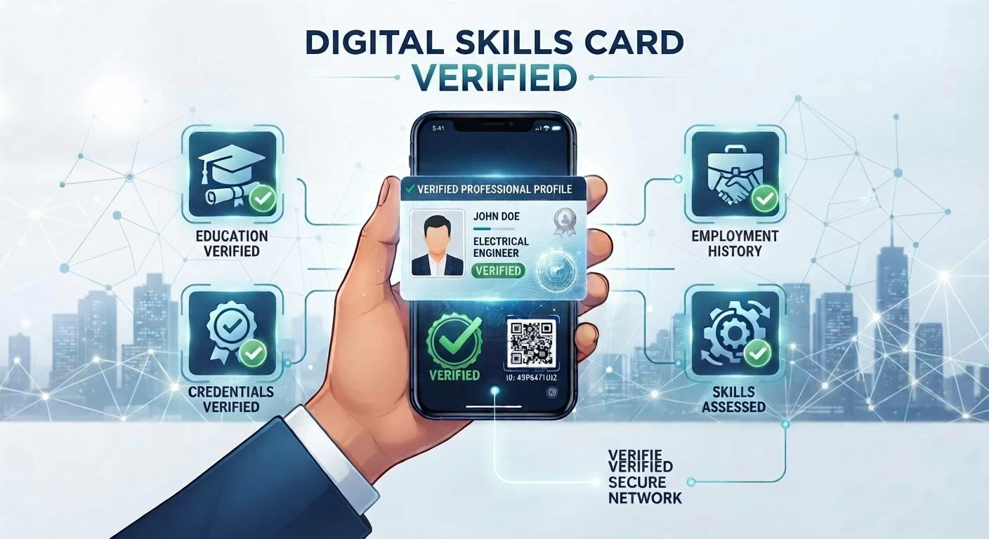 The Digital Skills Card provides a secure, digitally verifiable record of an individual’s professional skills and qualifications. Picture for illustrative purposes. Picture credit: AI-generated expressive image