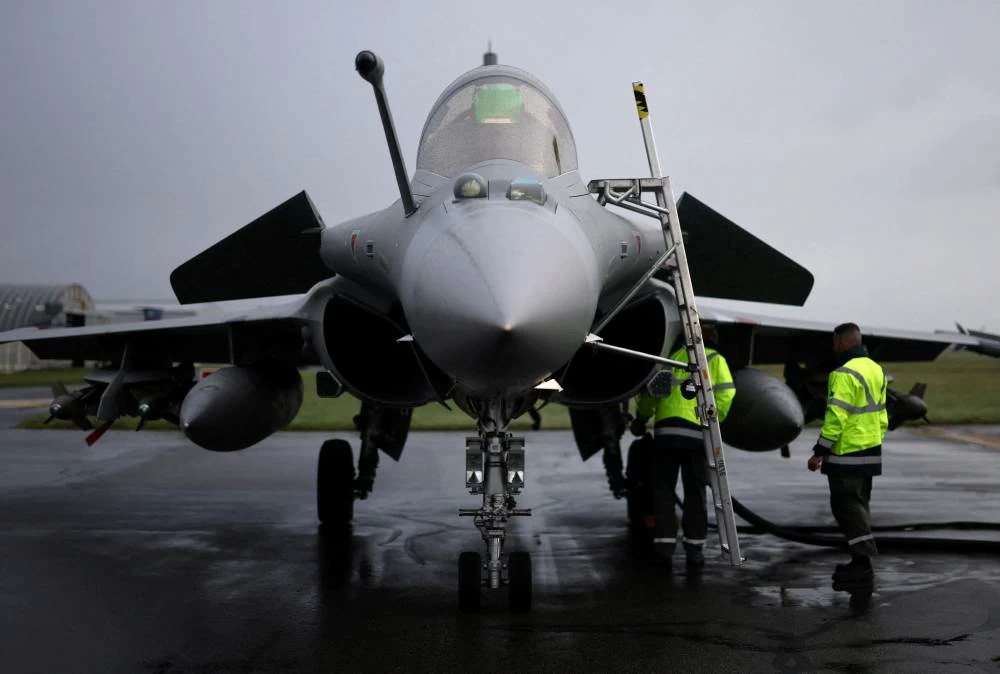 File photo: A Dassault Rafale C fighter jet is seen on the tarmac at Montoir-de-Bretagne Airport near Saint-Nazaire as part of ORION 26, a high-intensity warfare exercise, France, February 19, 2026. (Reuters)