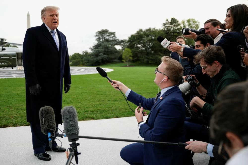 US President Donald Trump speaks to the media on the South Lawn of the White House in Washington, DC, US, September 23, 2026. (Reuters)
