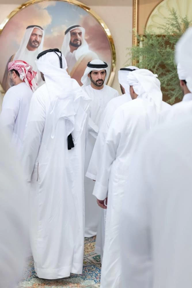 Sheikh Hamdan received condolences at Zabeel Majlis in Dubai. Picture credit: GDMO