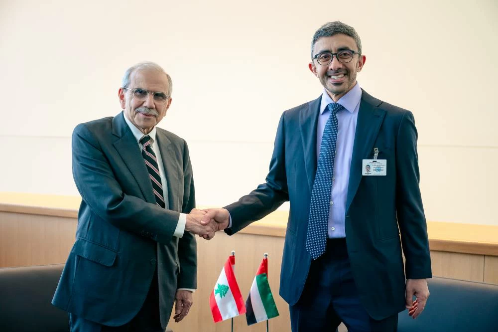 The two sides discussed the fraternal relations between the UAE and Lebanon and ways to strengthen bilateral cooperation across various sectors. Picture credit: WAM
