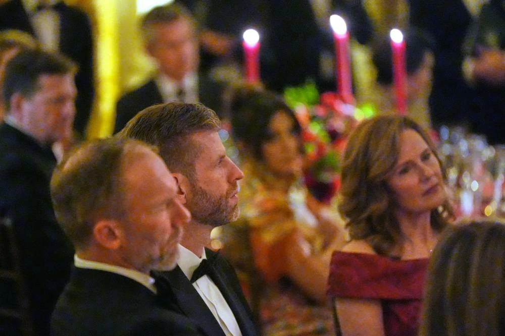 Eric Trump listens during a State Dinner with President Donald Trump and China's President Xi Jinping in the East Room of the White House, Thursday, Sept. 24, 2026, in Washington. (AP)