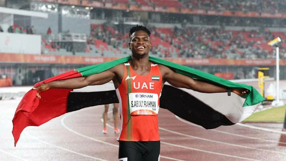 UAE's Sulaiman Abdulrahman celebrating his victory at Asian Games Aichi-Nagoya 2026. (WAM)