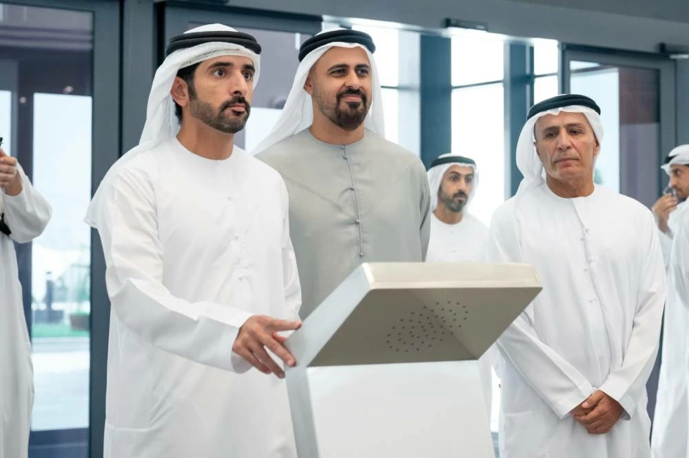 His Highness Sheikh Hamdan, accompanied by His Highness Sheikh Theyab, reviewed the station's facilities, services and operational systems. Picture credit: GDMO