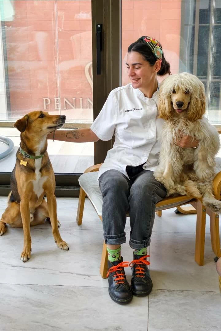 Chef Gabriela Chamorro with her dogs Strotie and Moxy