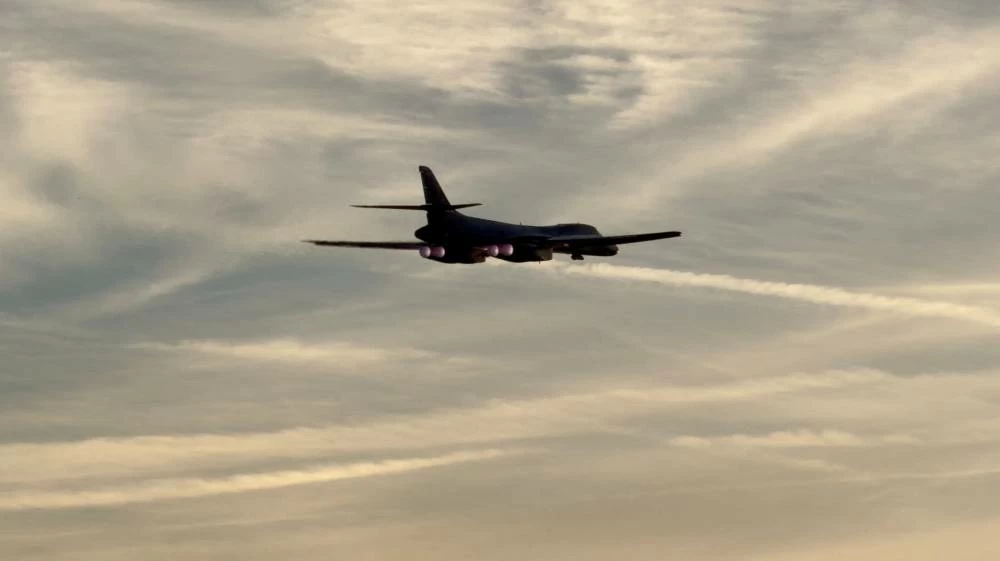 A B-1 bomber takes off from RAF Fairford airbase, as the US removes its B-1 bombers one week after several men were arrested on suspicion of offences under the Explosives Act, in this screengrab obtained from a social media video in Fairford, Gloucestershire, Britain October 4, 2026. Reuters