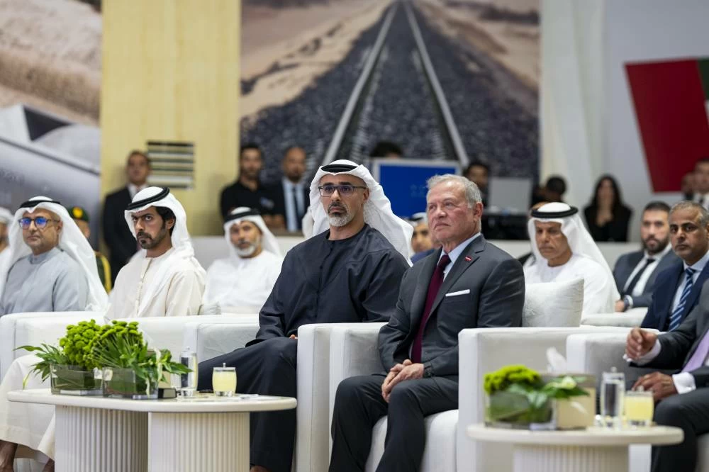 His Majesty King Abdullah II bin Al Hussein, King of the Hashemite Kingdom of Jordan, and His Highness Sheikh Khaled bin Mohamed bin Zayed Al Nahyan, Crown Prince of Abu Dhabi. Picture credit: WAM