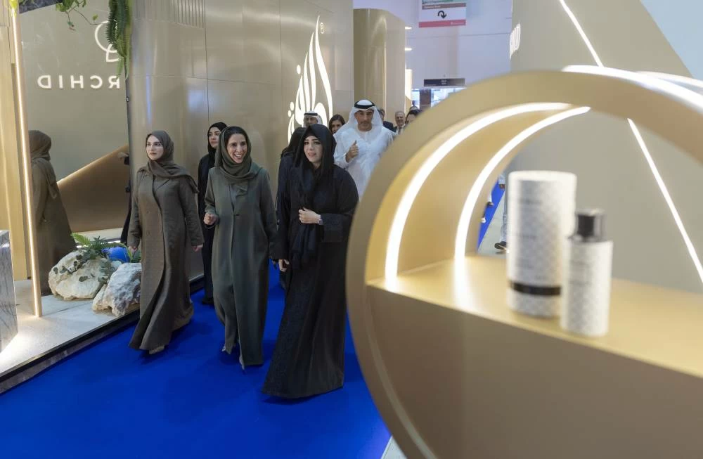 Her Highness Sheikha Latifa was briefed on the latest products and innovations in the beauty industry, and visited several exhibitors. Picture credit: WAM
