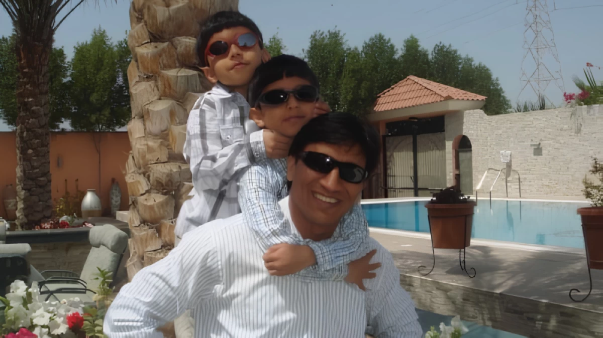 Family first: Tauseef Khan with his children during an earlier family moment.
