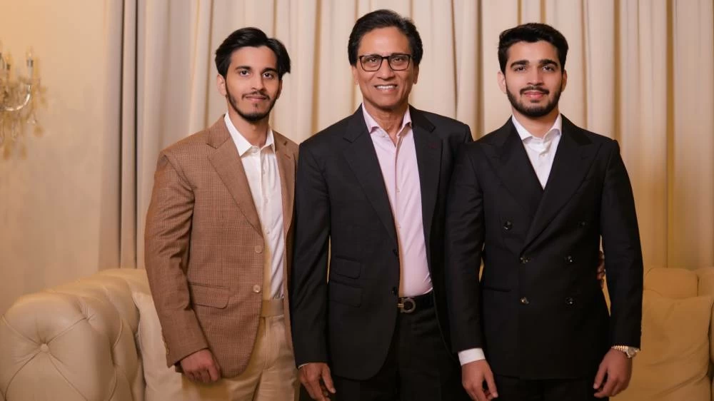 Tauseef Khan with his children, Azaan Khan and Eifaad Khan.
