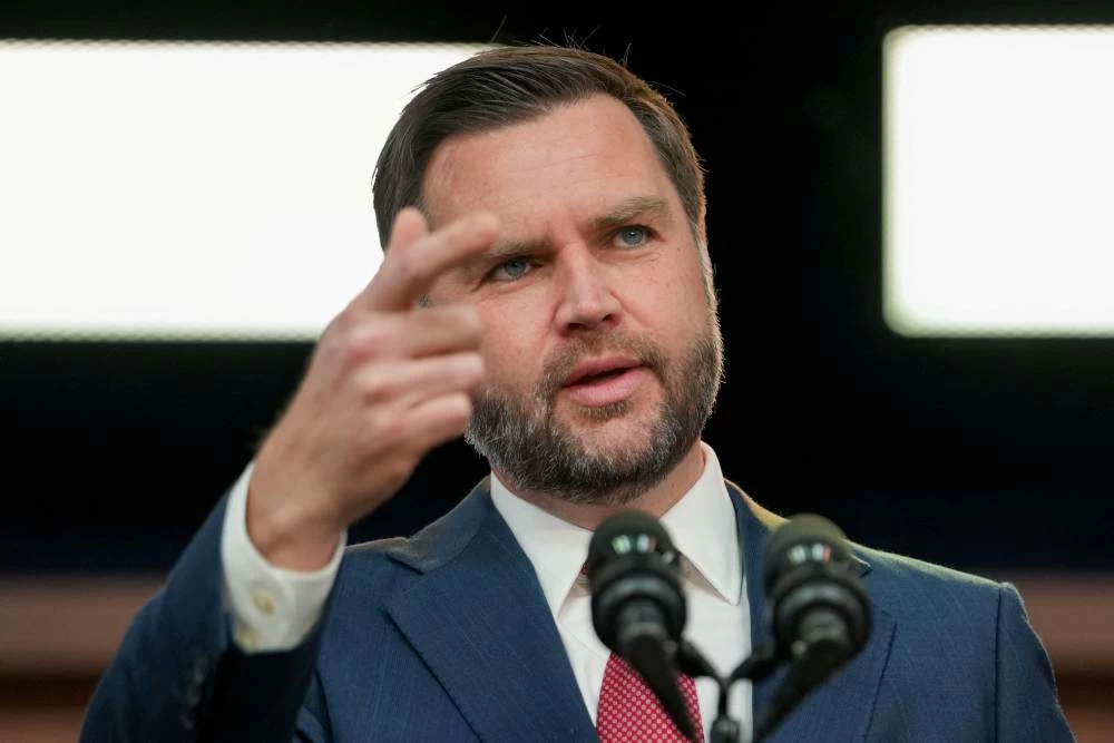 US Vice President JD Vance makes an H-1B fraud announcement during a press conference on anti-fraud initiatives in the Eisenhower Executive Office Building on the White House campus in Washington, D.C., US, October 8, 2026. REUTERS