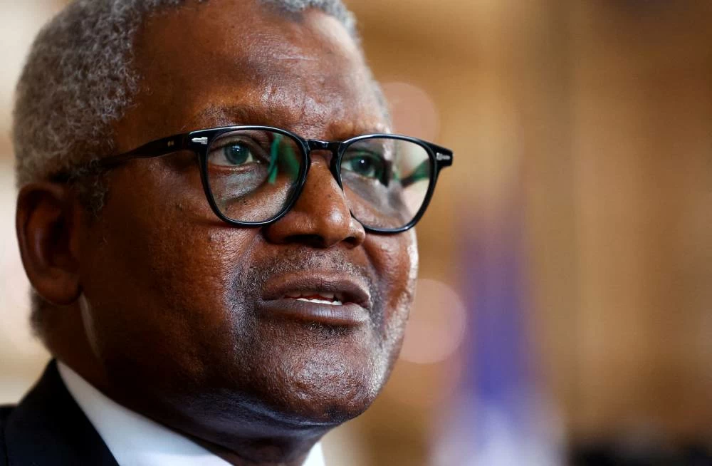 FILE PHOTO: President and Chief Executive Officer of Dangote Group Aliko Dangote speaks during an interview, ahead of breaking ground on the construction of a 700,000 barrels per day refinery in Lamu along Kenya's southern coastline, in the Westlands district of Nairobi, Kenya, September 29, 2026. REUTERS