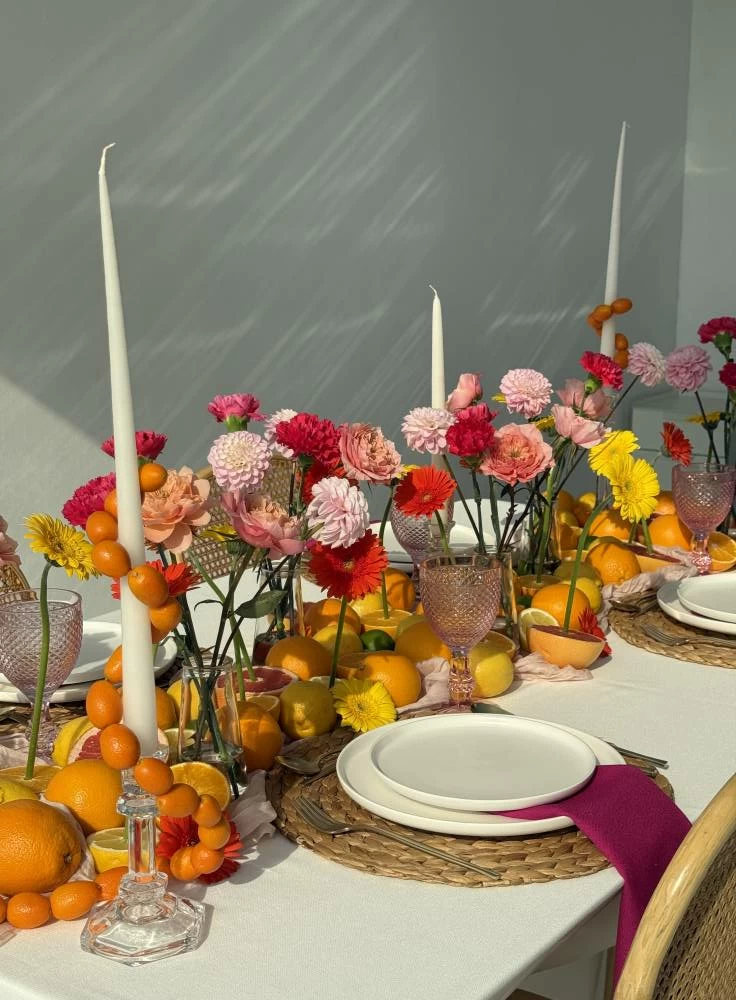 A tablescape is the artful decoration and arrangement of flowers and cutlery on a table. Picture credit: Supplied