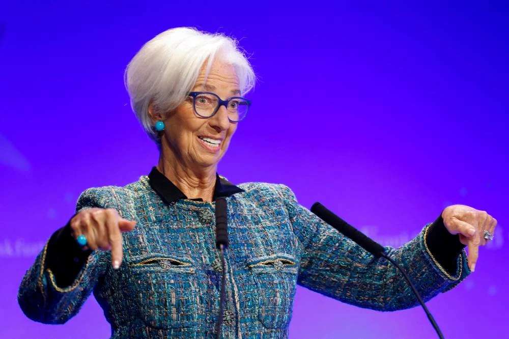 European Central Bank President Christine Lagarde delivers her keynote speech at Euro Finance Week, a weeklong annual financial conference in Frankfurt, Germany, November 21, 2025. (Reuters)